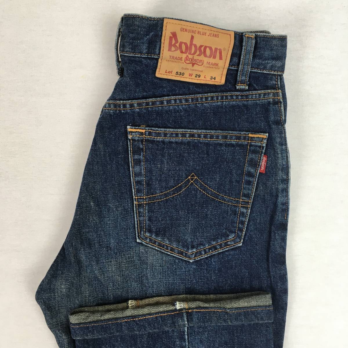 BOBSON Bobson 530 made in Japan boots cut Denim jeans W29 L34 paper patch Zip fly 