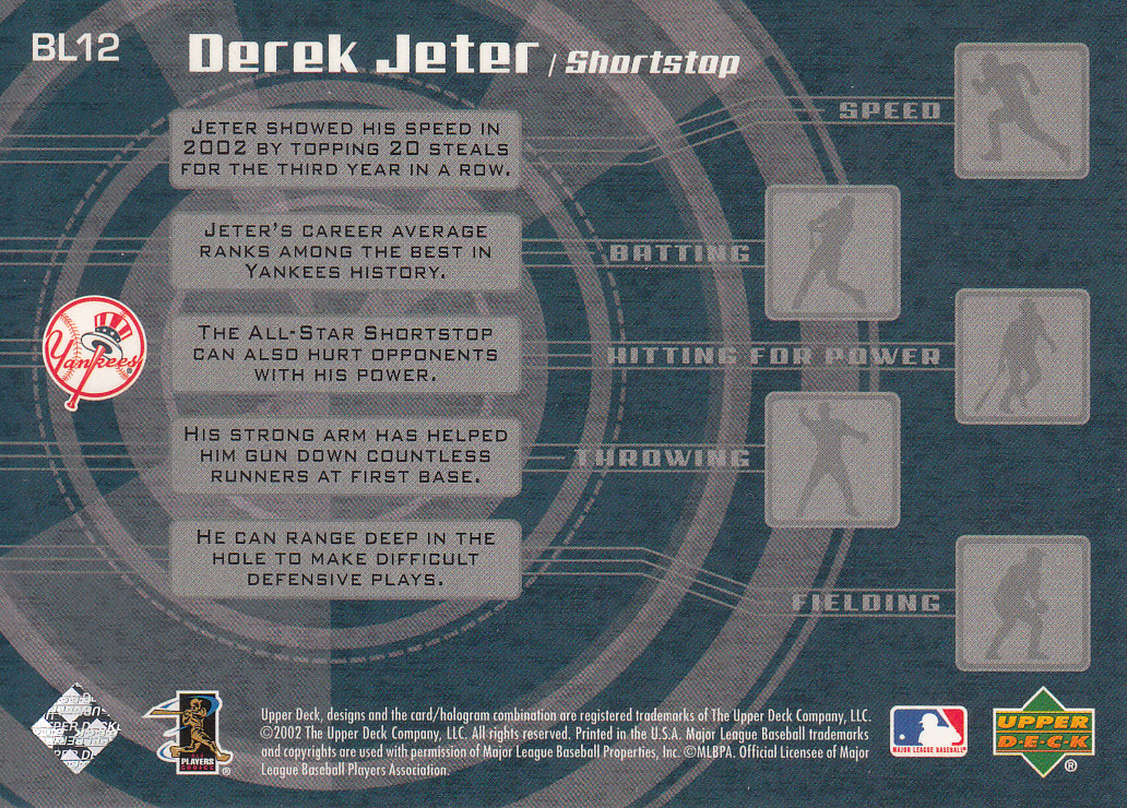 2002 UD 'Derek Jeter' BIG-LEAGUE BREAKDOWN BL12_画像2