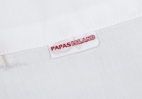 パパスPapas コットンリネンロゴビーチ刺繍ボタンダウンシャツ 白48M 【メンズ】_画像7