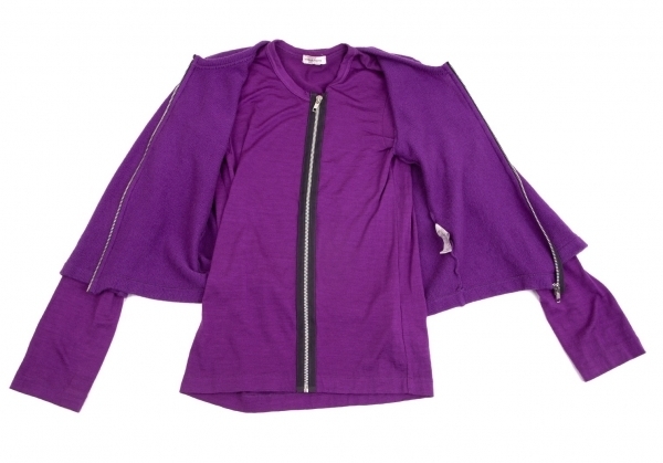  Comme des Garcons COMME des GARCONS wool nylon cut Layered knitted cardigan purple M rank [ lady's ]