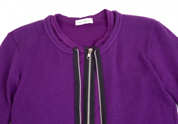  Comme des Garcons COMME des GARCONS wool nylon cut Layered knitted cardigan purple M rank [ lady's ]