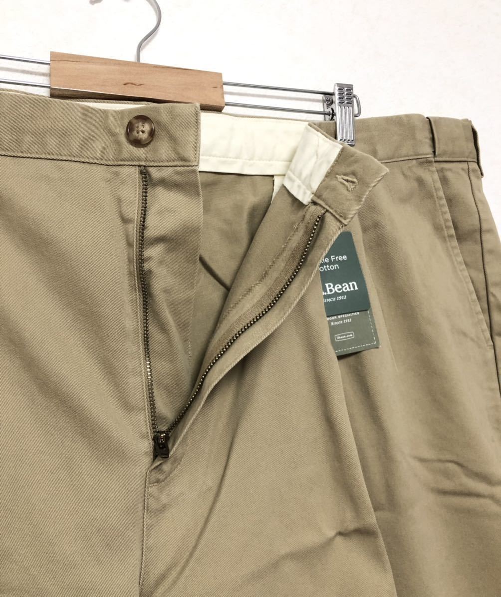 新品 L.L.Bean COMFORT WAIST W46 L29 Dark Khaki パンツ ツータック スラックス チノパン BIG 大きいサイズ エルエルビーン_画像3