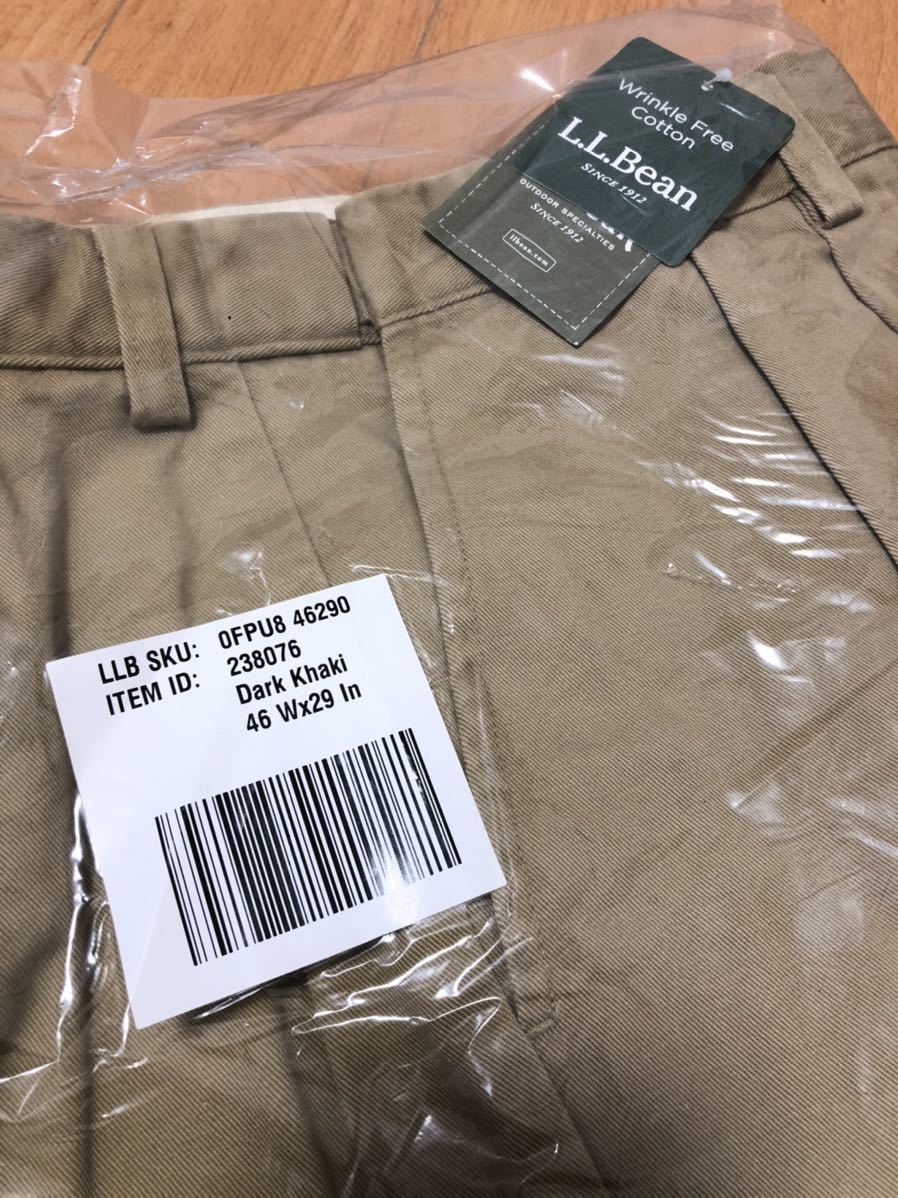 新品 L.L.Bean COMFORT WAIST W46 L29 Dark Khaki パンツ ツータック スラックス チノパン BIG 大きいサイズ エルエルビーン_画像6