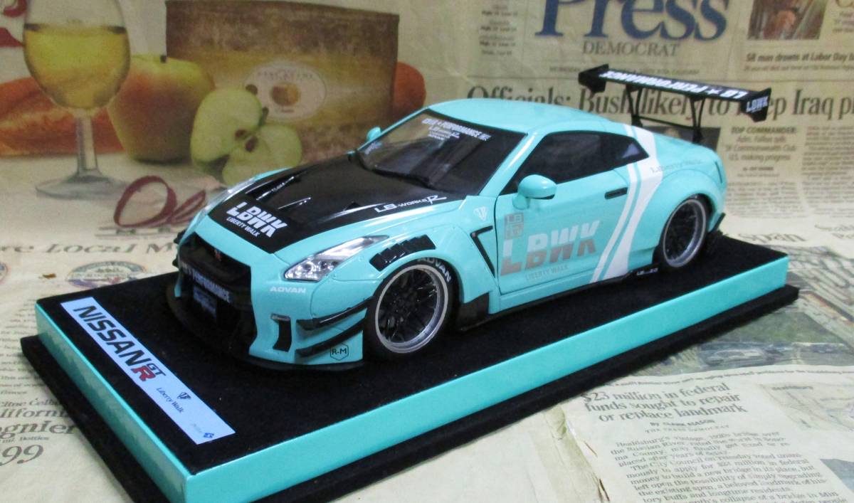 ★絶版*Solido/Autobarn*1/18*Nissan GT-R (R35) Liberty Walk LB Works ミントグリーン*日産*カスタム仕様≠BBR