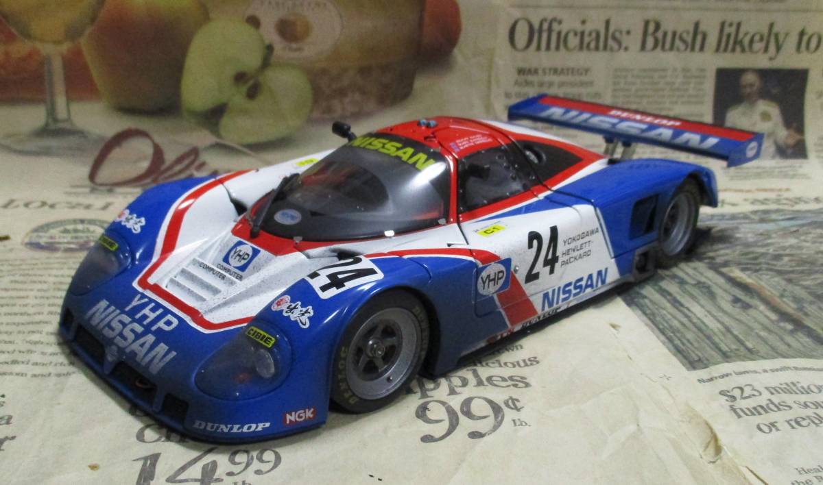 * super-rare * world 89 pcs *EXOTO*1/18*1989 Nissan R89C #24 - Finish Line 1989 Le Mans 24h* finish line 