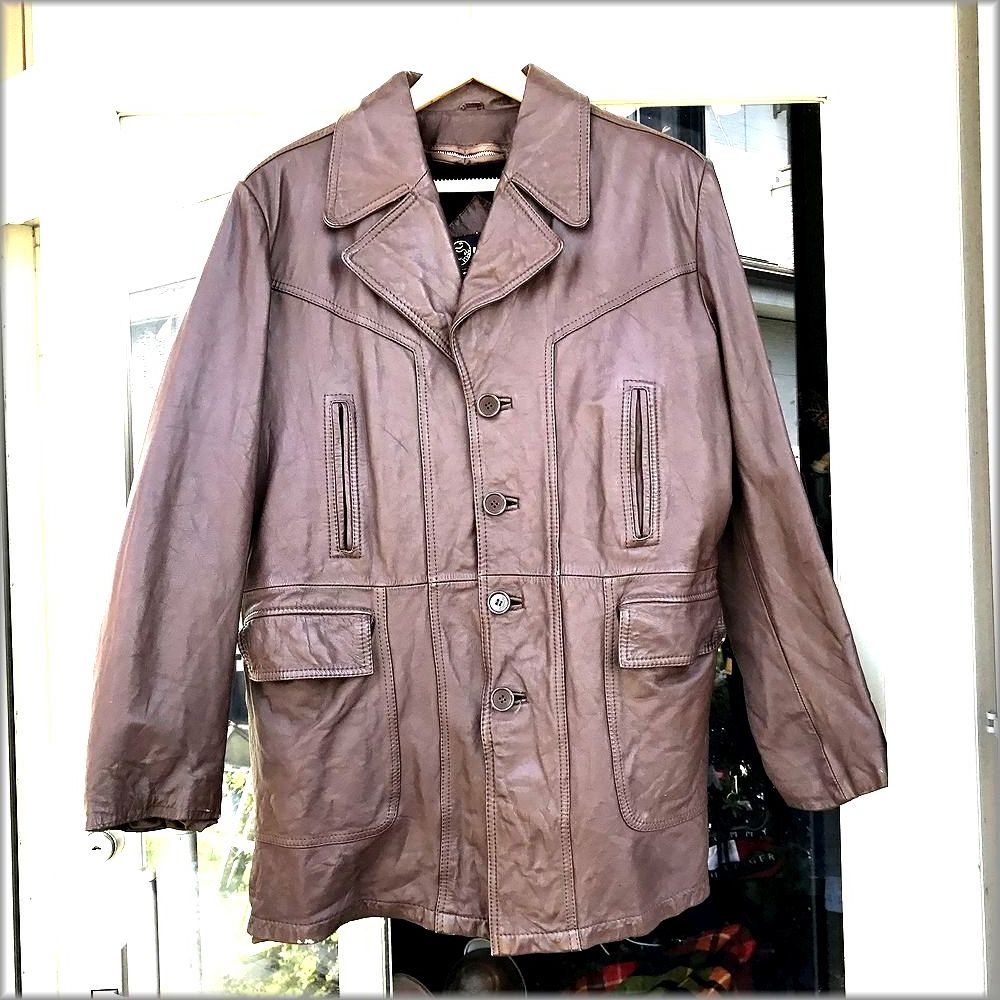 ★Sears　シアーズ　The Leather Shop　70s 80s　レザー　ジャケット　コート　40 TALL★検 ビンテージ 革ジャン アメリカ 古着_画像1