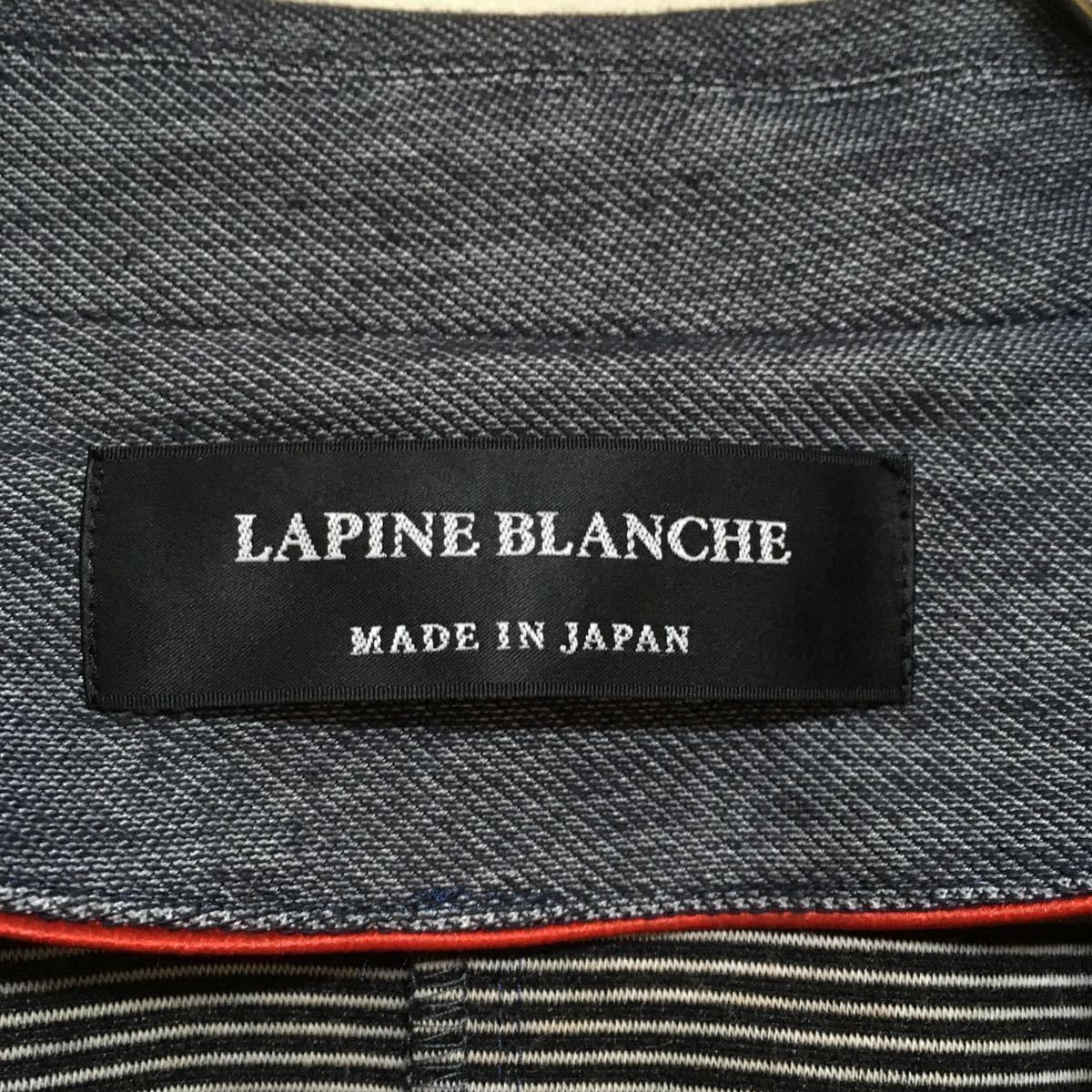 【美品】LAPINE BLANCHE ラピーヌブランシュ ジャージ素材 テーラードジャケット 38/Mサイズ相当 グレー レディース 日本製_画像9