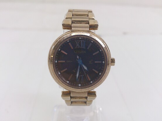 ◇ CITIZEN XC エコドライブ H335-T012353 動作未確認 ソーラー式 3針 アナログ 腕時計 ゴールド レディース 1204120003258
