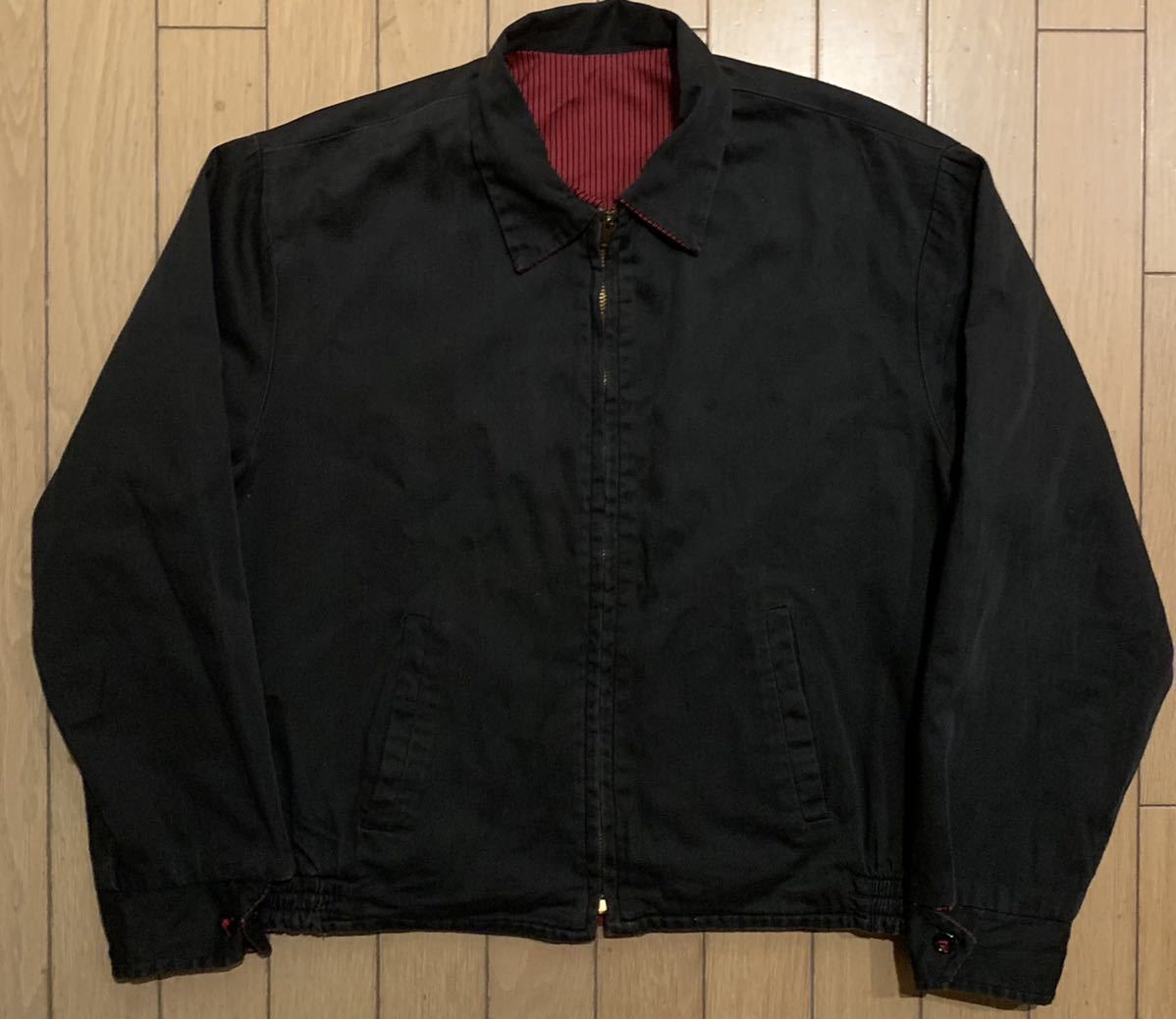 ブラック 大きめ リバーシブル 50s コットン ジャケット (検