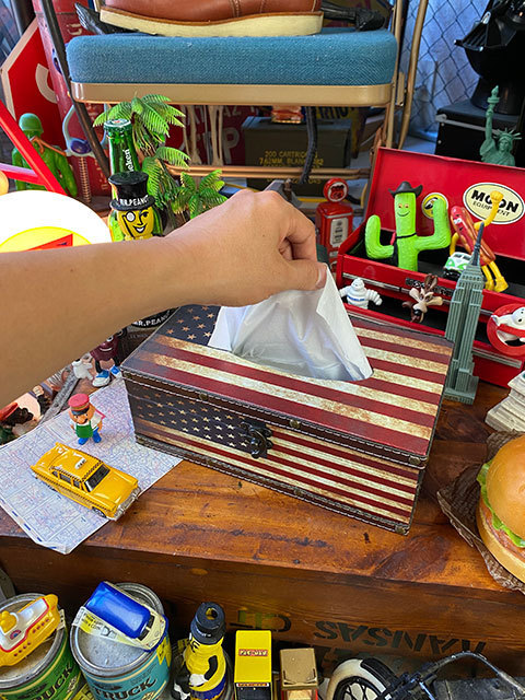  star article flag antique trunk manner tissue case # american miscellaneous goods America miscellaneous goods tissue box 