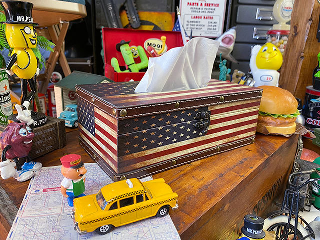  star article flag antique trunk manner tissue case # american miscellaneous goods America miscellaneous goods tissue box 