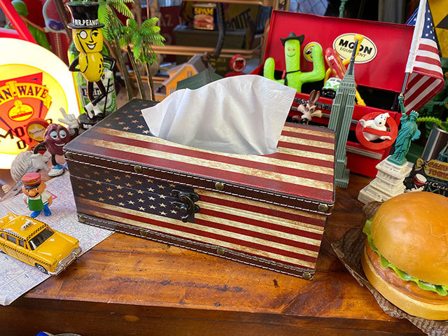  star article flag antique trunk manner tissue case # american miscellaneous goods America miscellaneous goods tissue box 