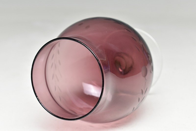 再入荷新作レトロ硝子　ワイングラス　切子ガラス　紫　八客 工芸ガラス