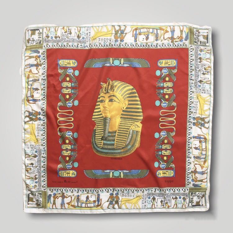 古代エジプト ツタンカーメン TUTANKHAMON 大判スカーフ パピルス画