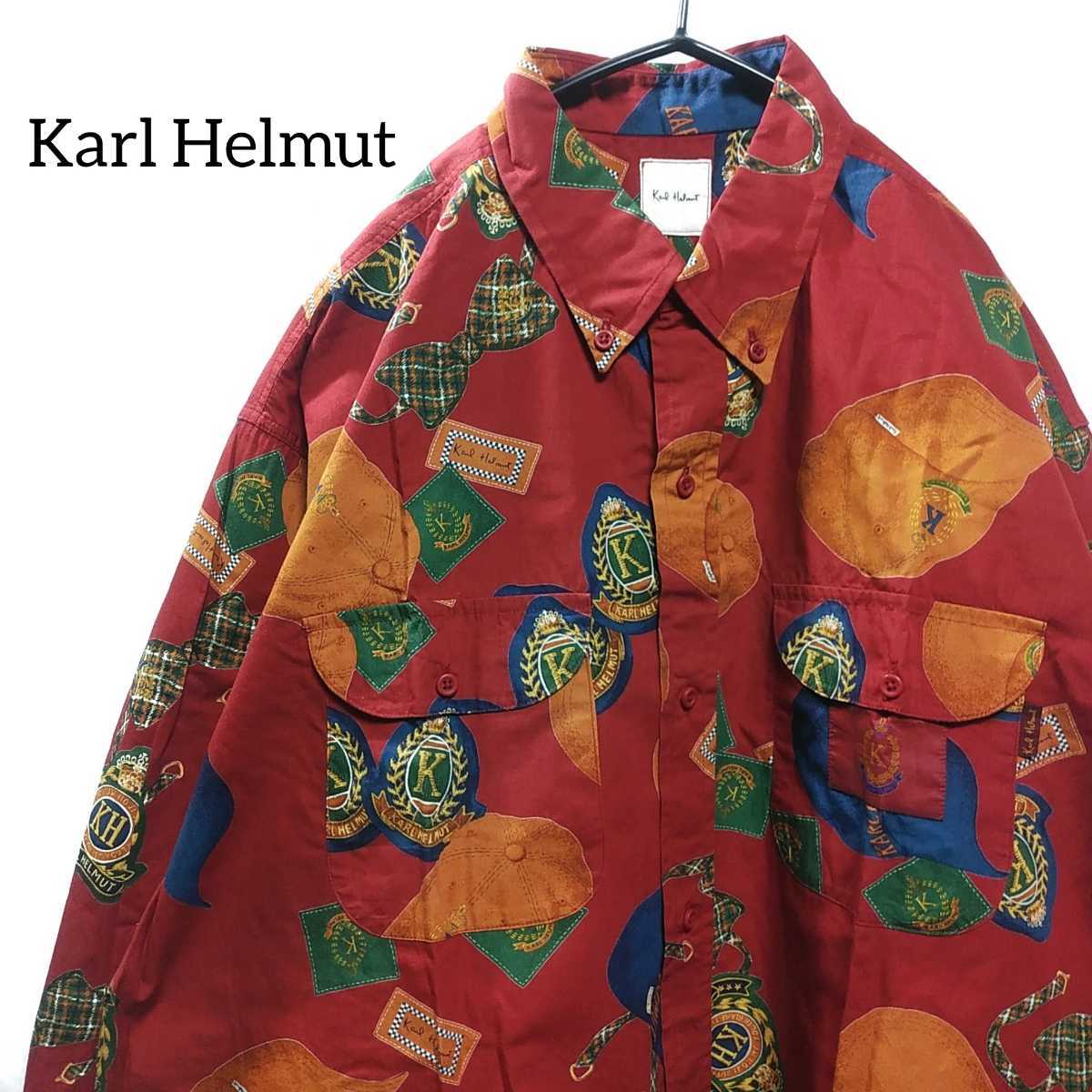 234 【Karl Helmut】 カールヘルム 総柄 長袖 シャツ トップス Mサイズ