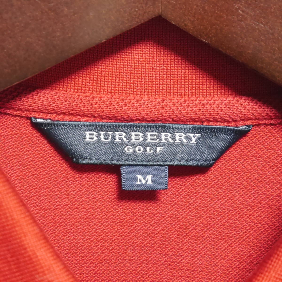 F22 □ BURBERRY GOLF □ バーバリーゴルフ　ポロシャツ　赤　中古　サイズＭ_画像7