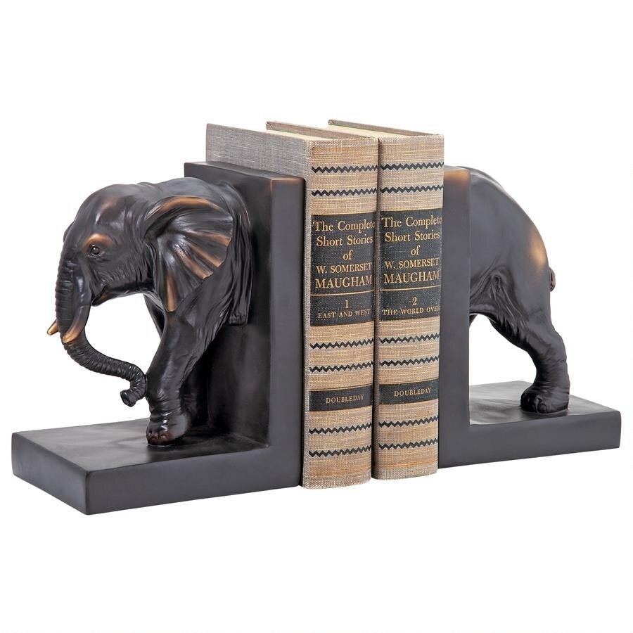 【2022正規激安】 野生の象の彫刻 ブックエンド一対彫像 会議室インテリア オーナメント（輸入品） エスニック