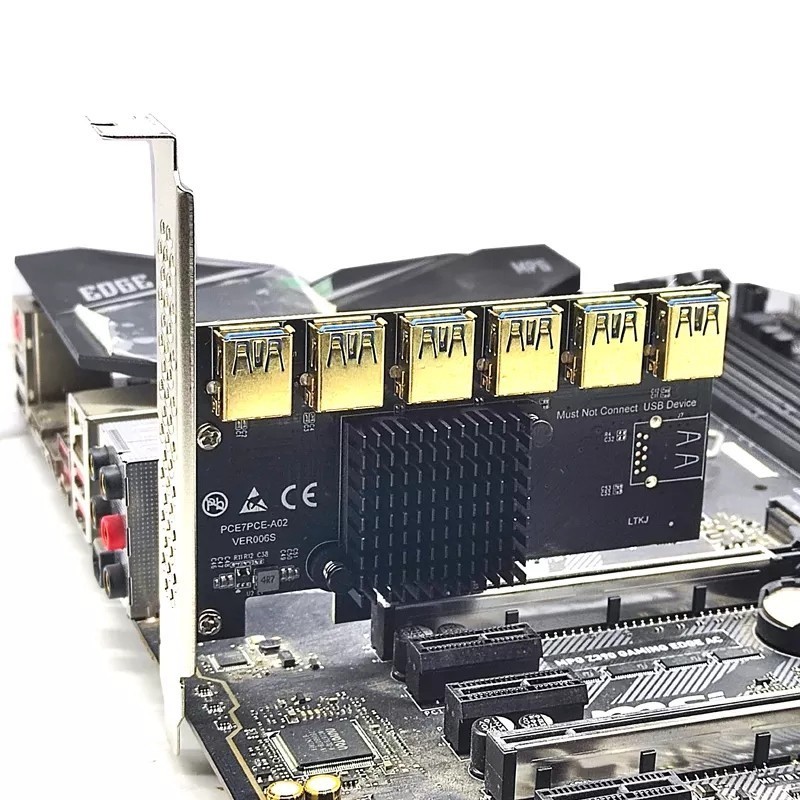 PCI Express 6集約PCI-E USB3.0マイニング6gpu usb 拡張