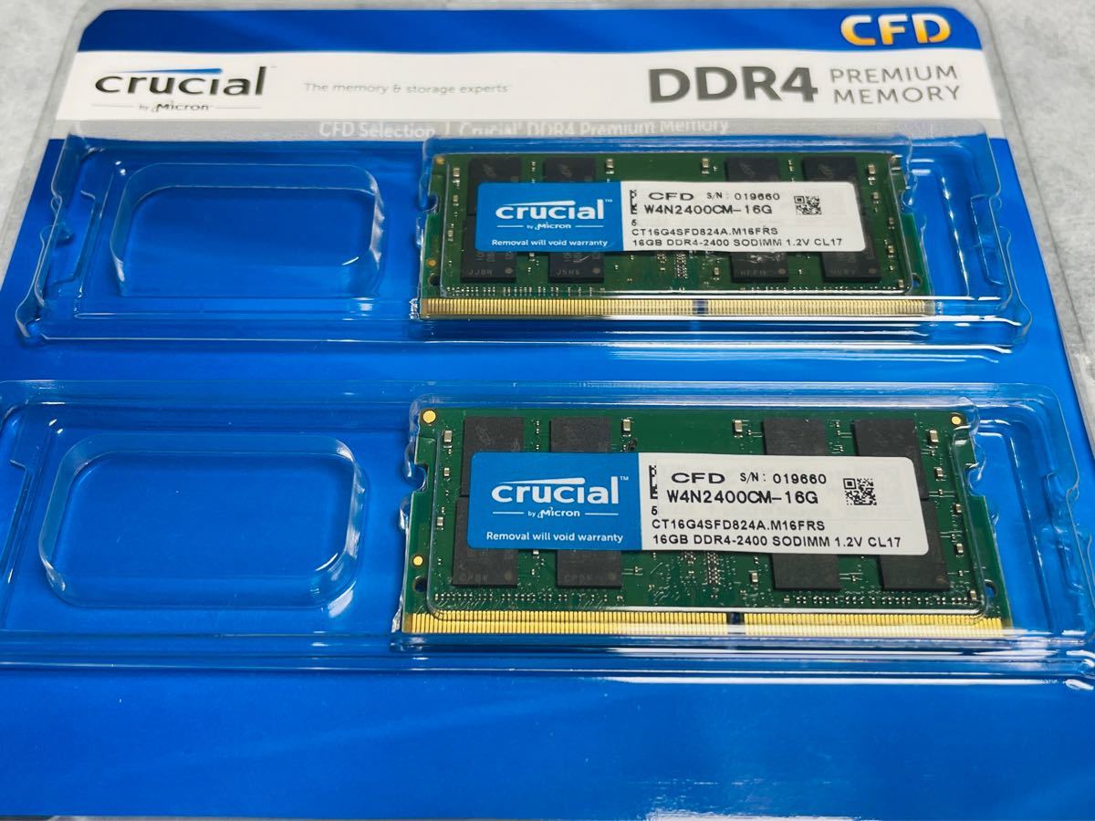 Crucial [Micron製] DDR4 ノート用メモリー 16GB x2( 2400MT/s / PC4