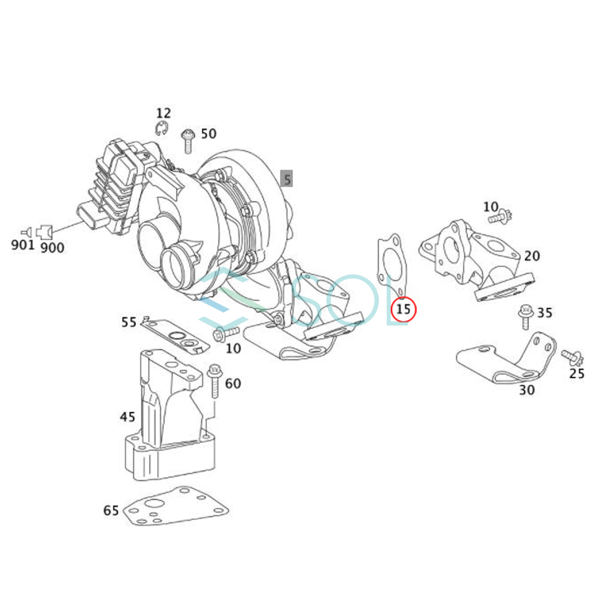ベンツ W219 W218 W164 W166 W463 X166 X204 ターボチャージャー ガスケット CLS350 ML350 GLE350d G350d GL350 GLS350d GLK350 6421420481_画像2