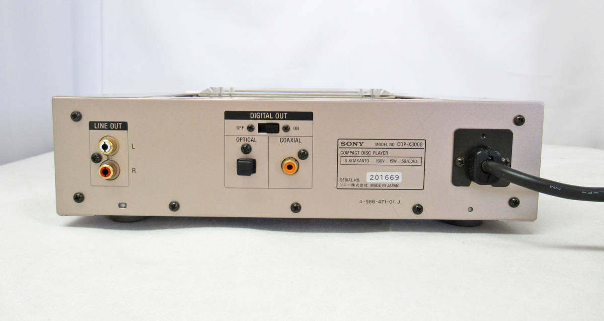 A114☆ジャンク品☆CDプレーヤー☆SONY/ソニー☆CDP-X3000☆電源ON確認☆リモコン RM-DX3000☆取扱説明書つき☆日本製 ∀_画像5