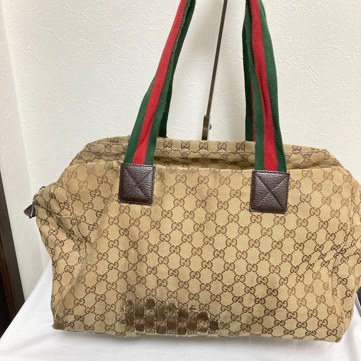 GUCCI グッチ GGキャンバス シェリーライン ボストンバッグ トート