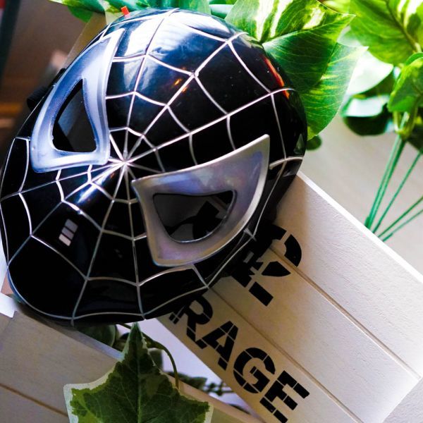  mask Spider-Man mask cosplay goods shines light led black black child child Kids 