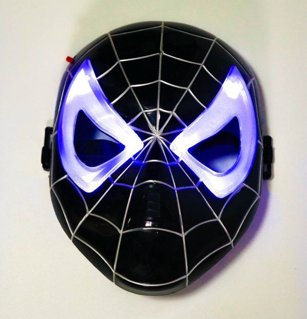 mask Spider-Man mask cosplay goods shines light led black black child child Kids 
