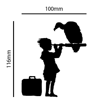 自作カッティングステッカー 精密 ステッカー バンクシー 「ハゲタカと少女」 116×100mm ネコポス対応可能 同梱可能[S-283]_画像1