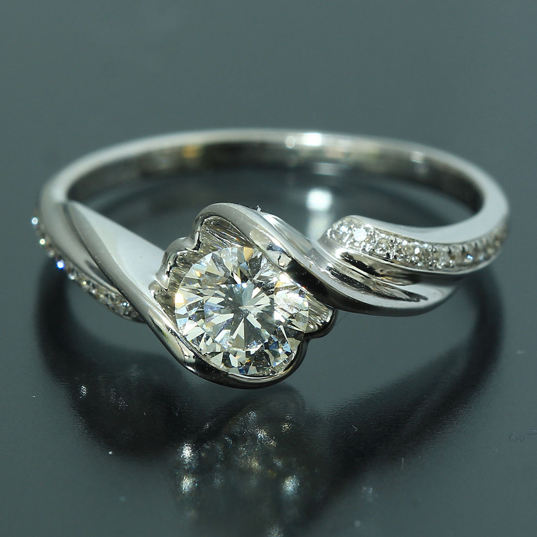 フォーエバーマーク 0.43ct ダイヤ リング 7号 K18WG 鑑 D2773