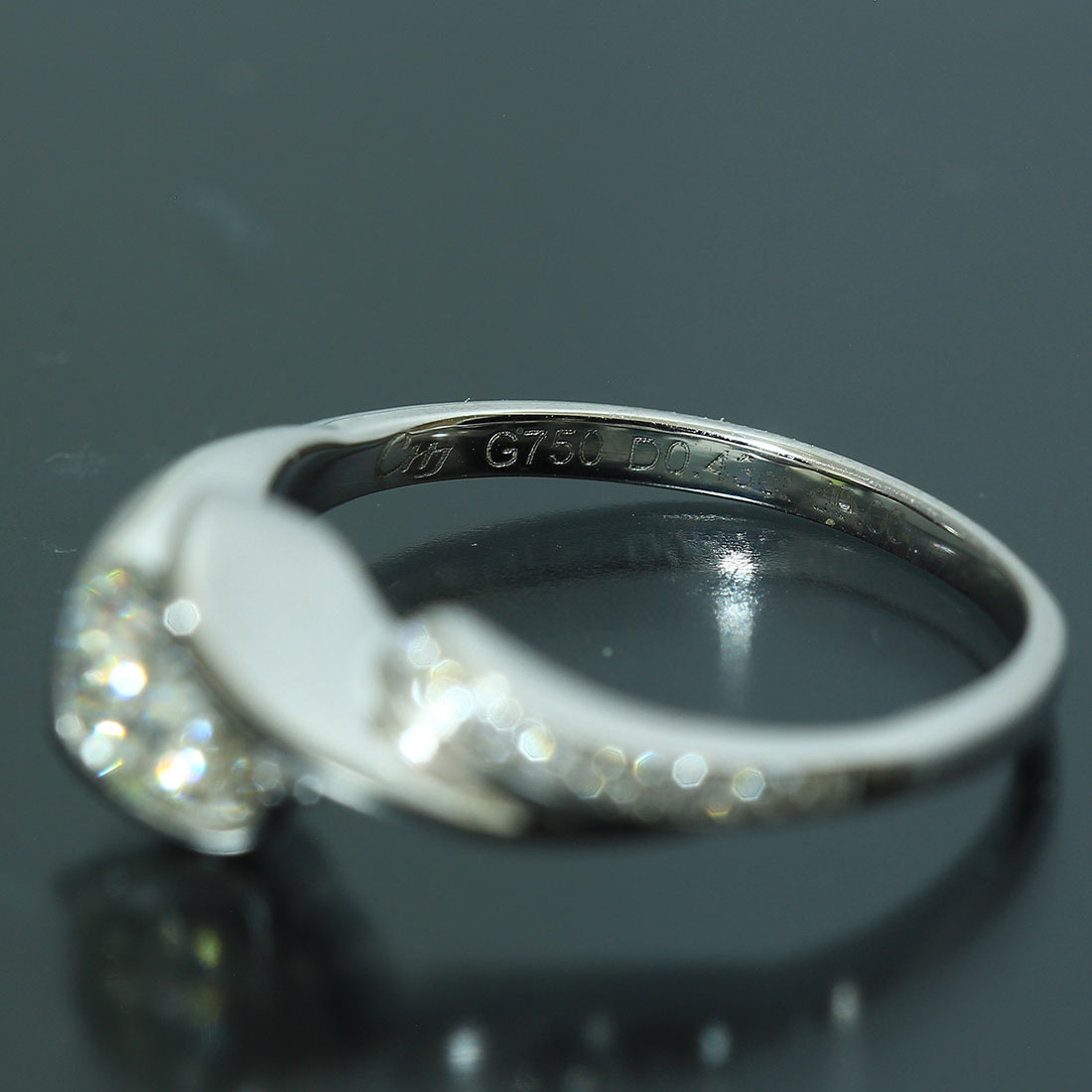 フォーエバーマーク 0.43ct ダイヤ リング 7号 K18WG 鑑 D2773