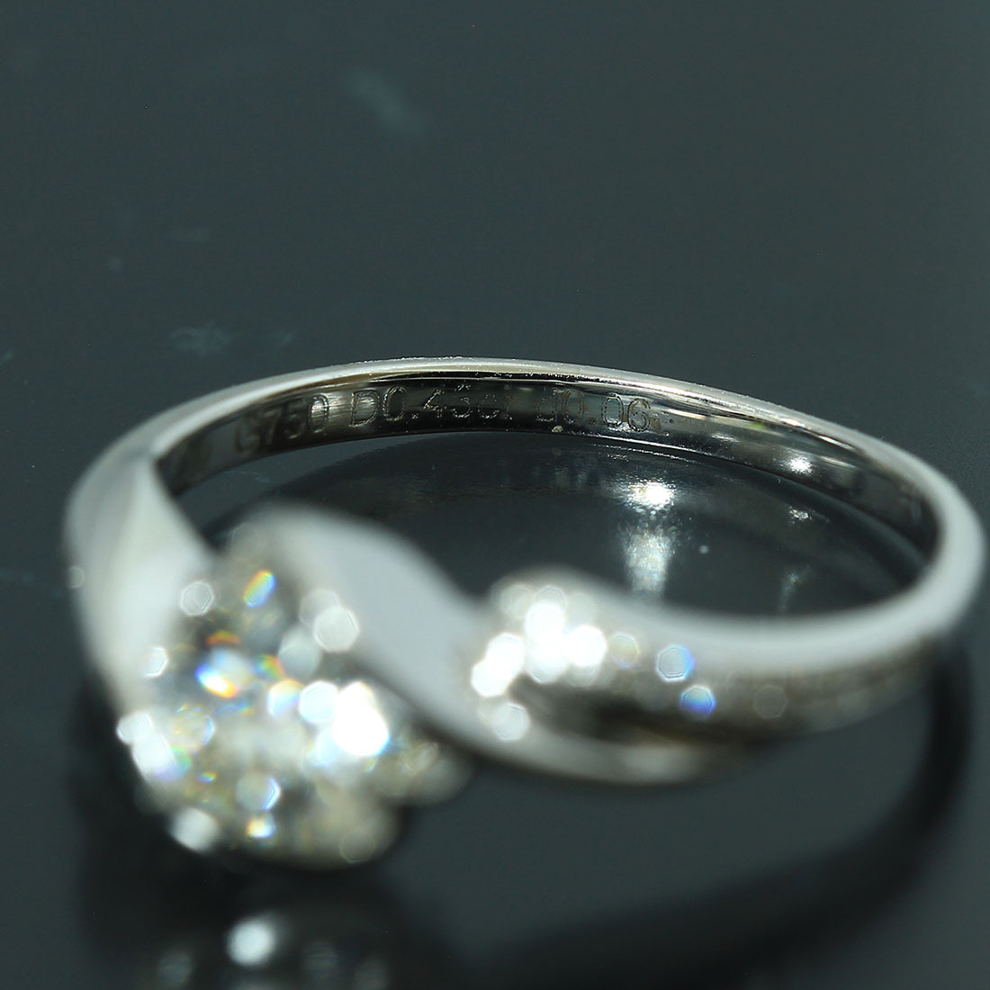 フォーエバーマーク 0.43ct ダイヤ リング 7号 K18WG 鑑 D2773