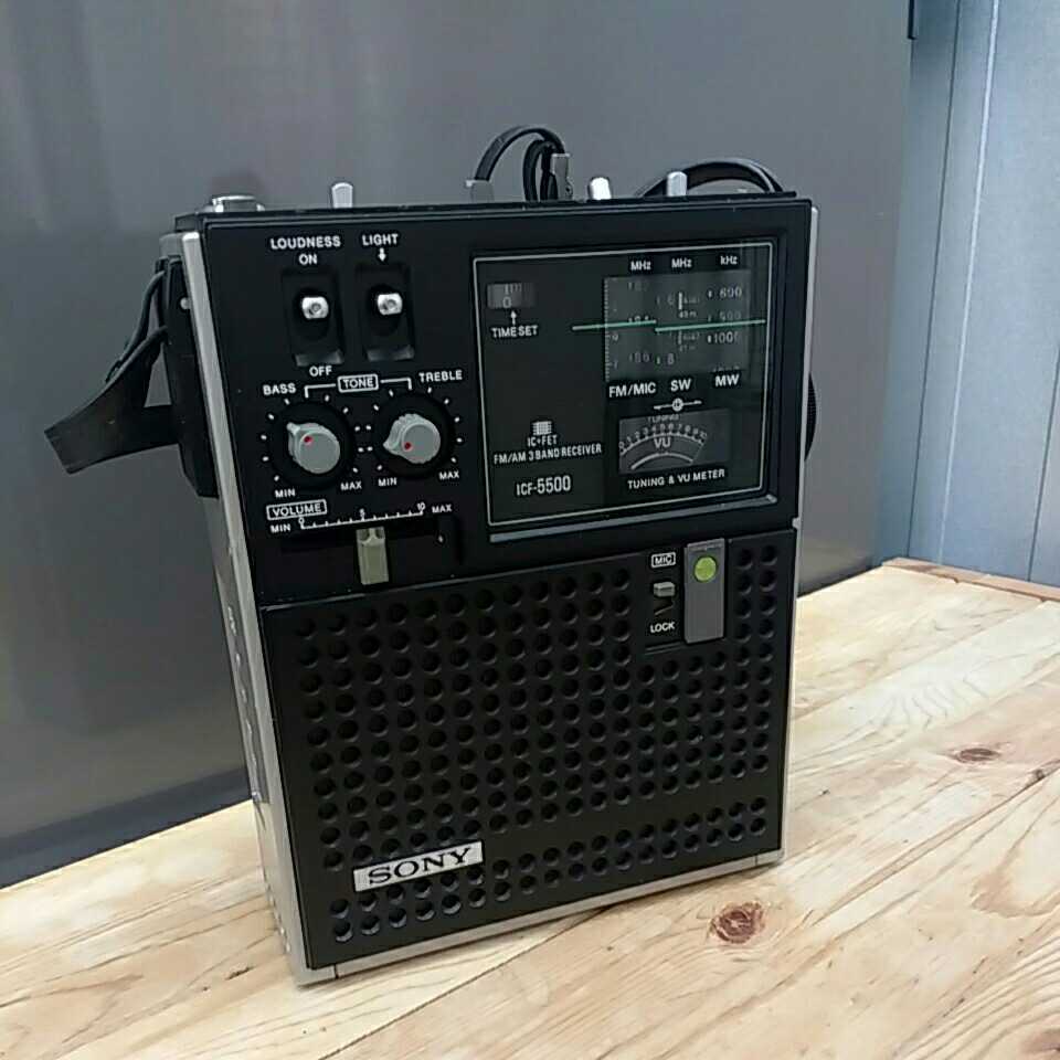 D0421 SONY スカイセンサー ICF-5500 ソニー 簡易動作確認済 昭和レトロ ◆◆昭和レトロ★ソニー スカイセンサー5500★SW FM MW SONY◆◆