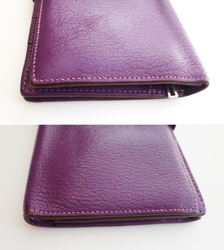 HERMES エルメス 長財布 ベアンスフレ パープル シルバー金具 □L刻印