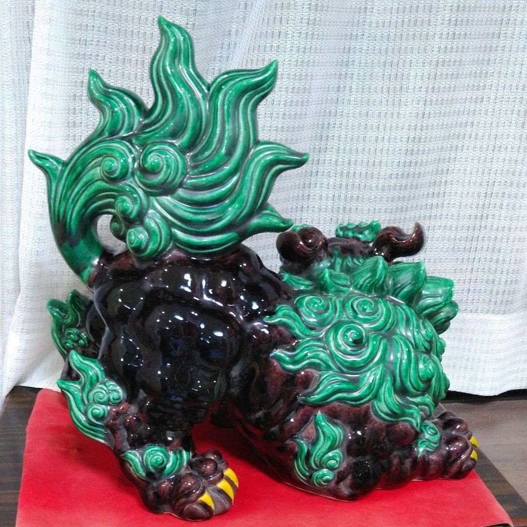 獅子 魔除け 縁起物 シーサー 置物 緑 陶器 希少 珍しい|Yahoo 獅子 魔除け 縁起物 シーサー 置物 緑 陶器 希少 珍しい|Yahoo