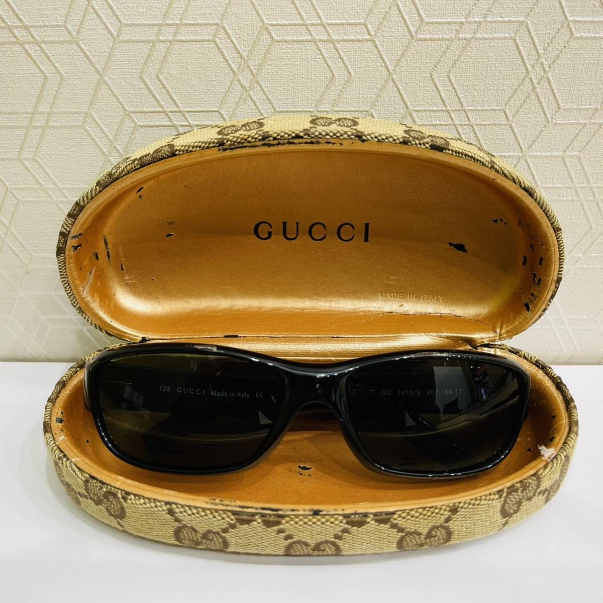 H-18.1 1円～ GUCCI グッチ サングラス 125 GG 1410/S 807 59-17 Made