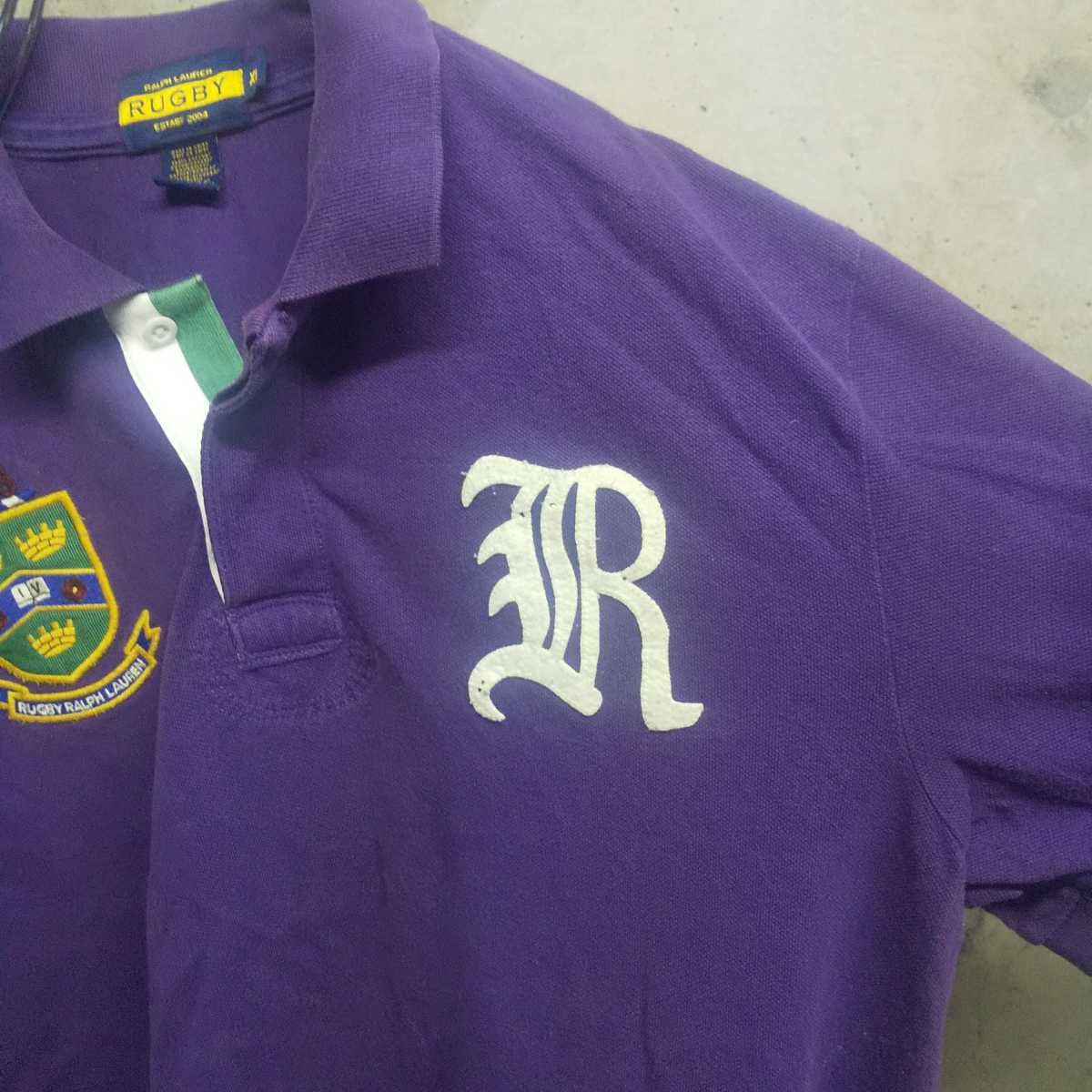 RALPH LAUREN RUGBY / ラルフローレン ラグビー ポロシャツ ラガーシャツ XL 鹿の子 POLO SHIRT パープル_画像6