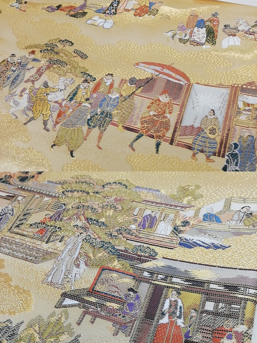 未使用 着物帯 西陣織 金糸 春夏新作モデル 日本屏風絵 木箱入り 京都 御袋帯 南蛮屏風図 未使用 着物帯 西陣織 金糸 春夏新作モデル 日本屏風絵 木箱入り 京都 御袋帯 南蛮屏風図