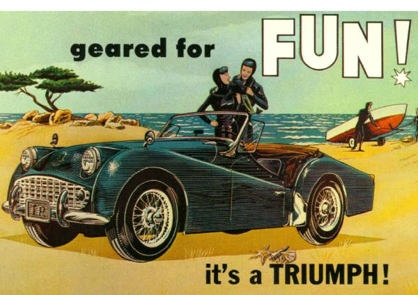 *1956 year. automobile advertisement Triumph It\'s a TRIUMPH!