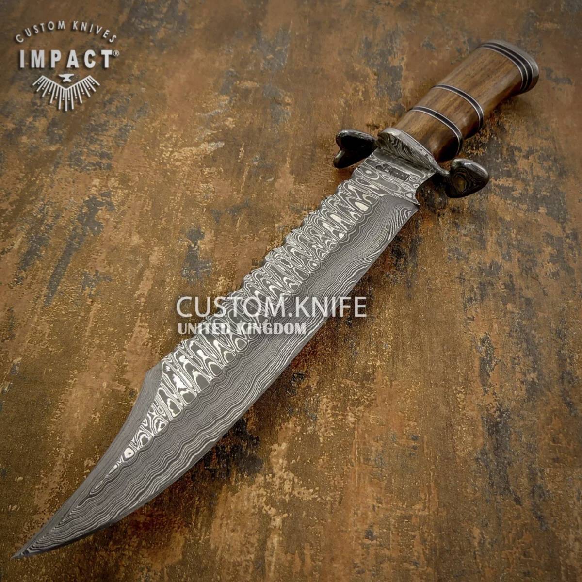☆全長45cm イギリス IMPACT製 ダマスカス鋼 ナイフ カスタム ☆全長45cm イギリス IMPACT製 ダマスカス鋼 ナイフ カスタム