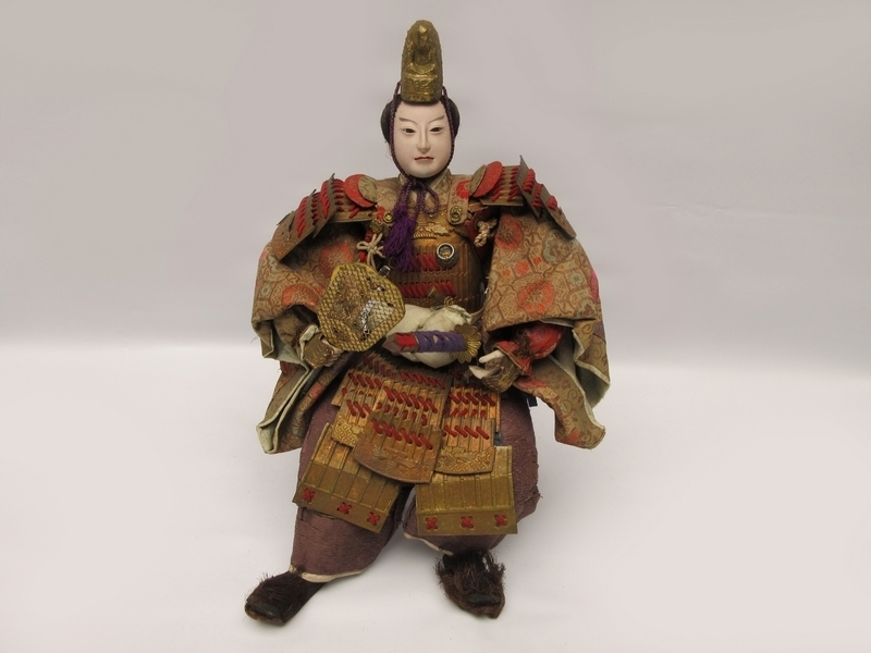 武者人形 ■ 見事な時代人形 戦国人形 大将 ■ 烏帽子 軍配 椅子 骨董 № 7955■の画像1