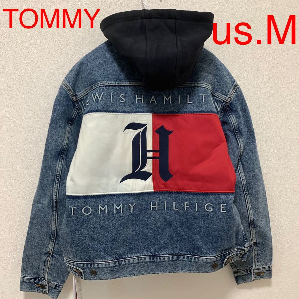 トミーヒルフィガー ルイス ハミルトン denim jaket 未使用 TOMMY hamilton デニムジャケット フーディー 付き 1