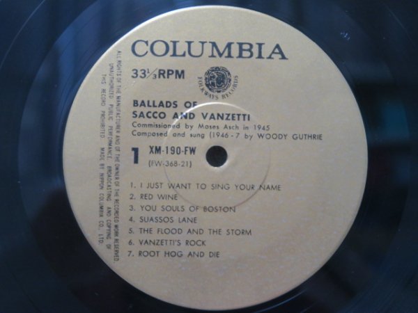 帯LP★ウッディ・ガスリー/サッコとヴァンゼッティのバラードWOODY GUTHRIE BALLADS OF SACCO & VANZETTI(PETE SEEGER/BOOKLET/RARE OBI)_画像5