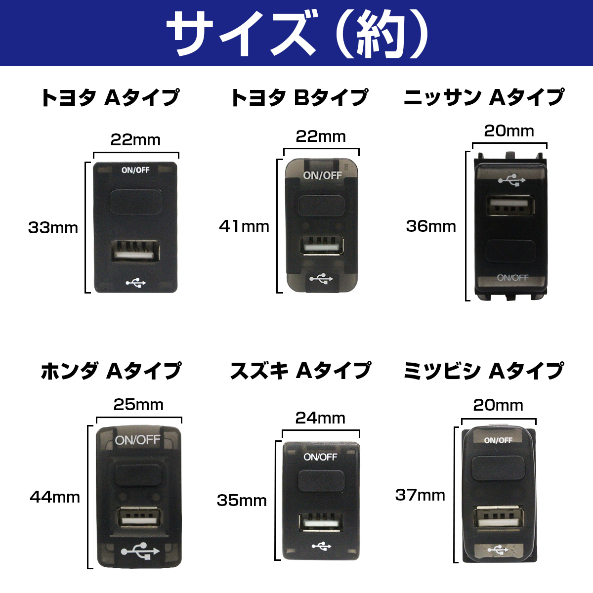 【ホンダAタイプ】 ストリーム RN6-9 H18.7～H26.6 USB1ポート+ON/OFFスイッチ 本体ブラック×LED点灯 ブルー 増設 USBポート 電源スイッチ_画像5