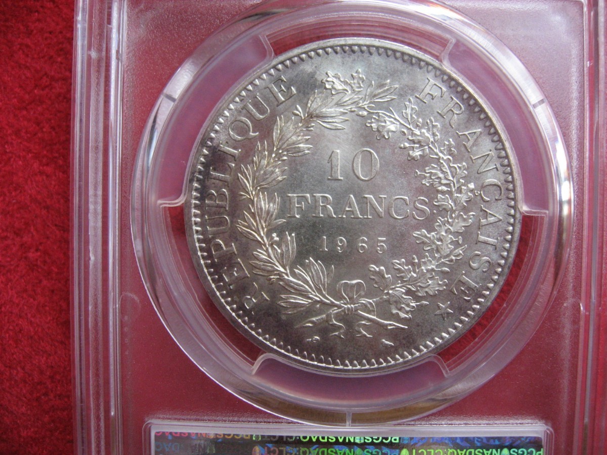 フランス 1965年10フラン銀貨 「ヘラクレス」 PCGS鑑定MS67 www.pibid.org