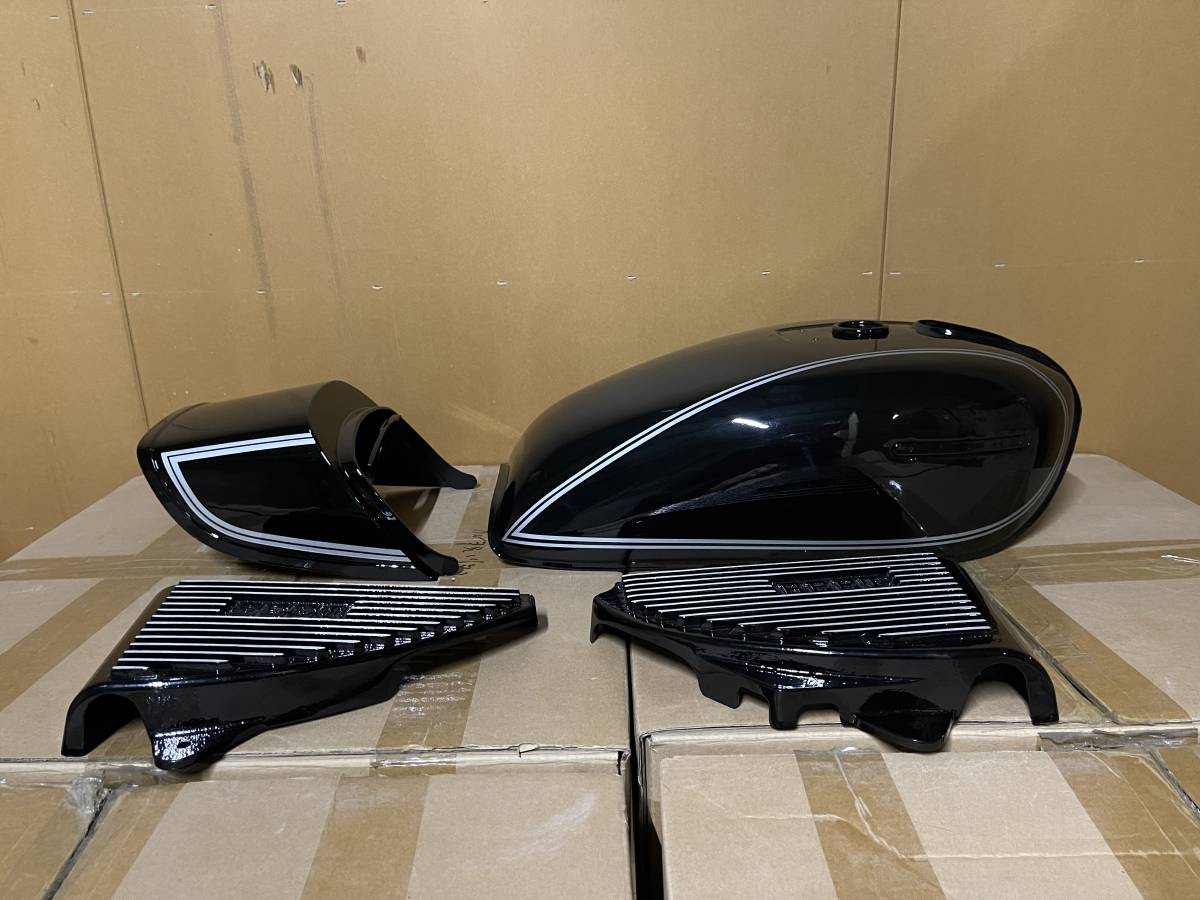 GS400 外装 セット 黒 銀E1ライン タンク テールカウル アルフィン