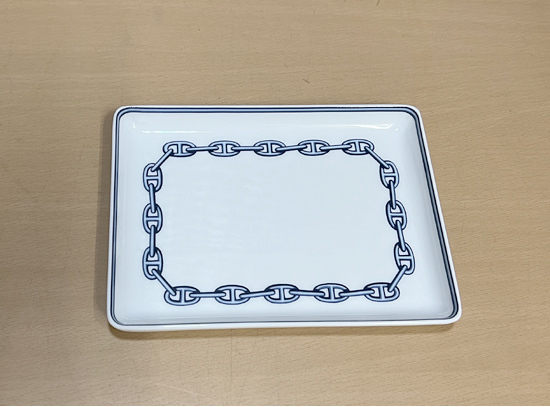 未使用 HERMES エルメス シェーヌダンクル スクエアプレート ホワイト×ブルー系 食器 皿 札幌市白石区 白石店_画像1