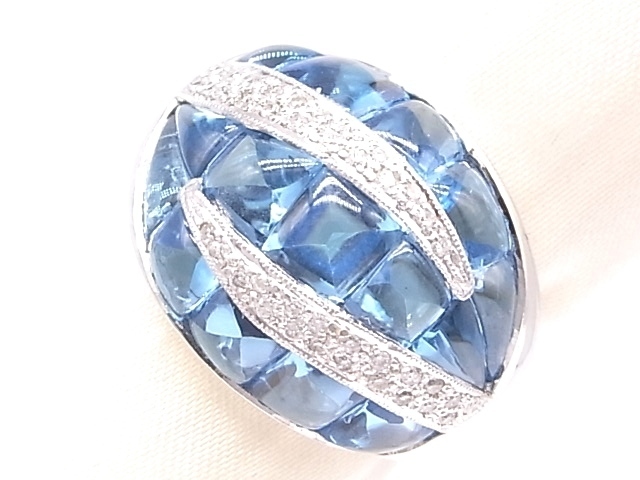 有名なブランド g15122 750(K18WG) ブルートパーズ8.78ct D0.25ct