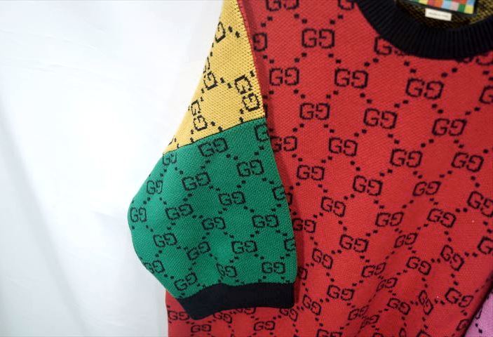 ◇ GUCCI / グッチ 半袖ニット マルチカラー GG柄 サイズ:M 128090