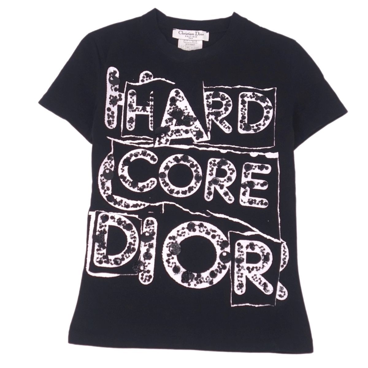 すぐったレディース福袋 Tシャツ Dior Christian クリスチャンディオール ロゴ ch02de-rm05b21858 ブラック 4(S) レディース ショートスリーブ スパンコール 半袖Ｔシャツ